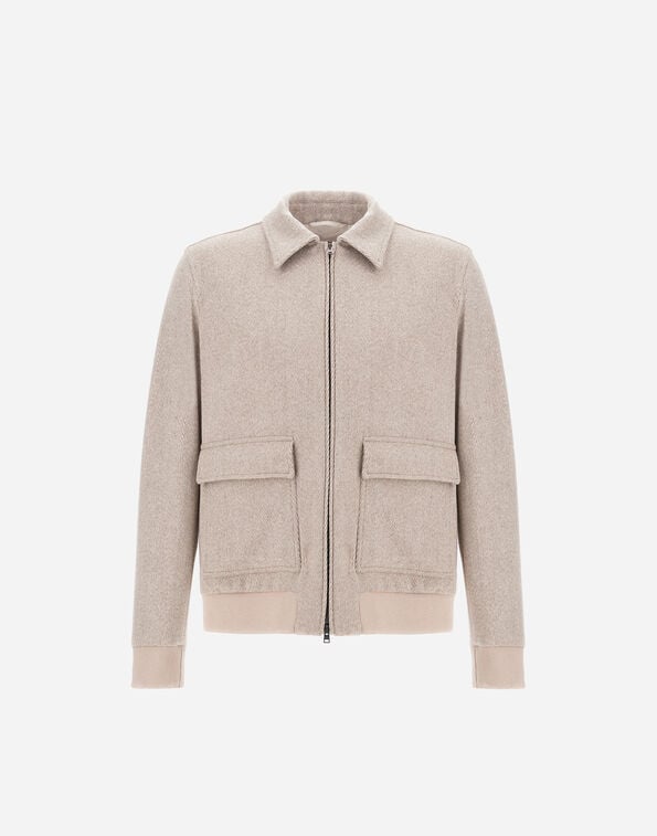 Herno RESORT BOMBER JACKET IN WOOL AND CASHMERE WOVEN FABRIC Light Taupe GI00117UR335172600