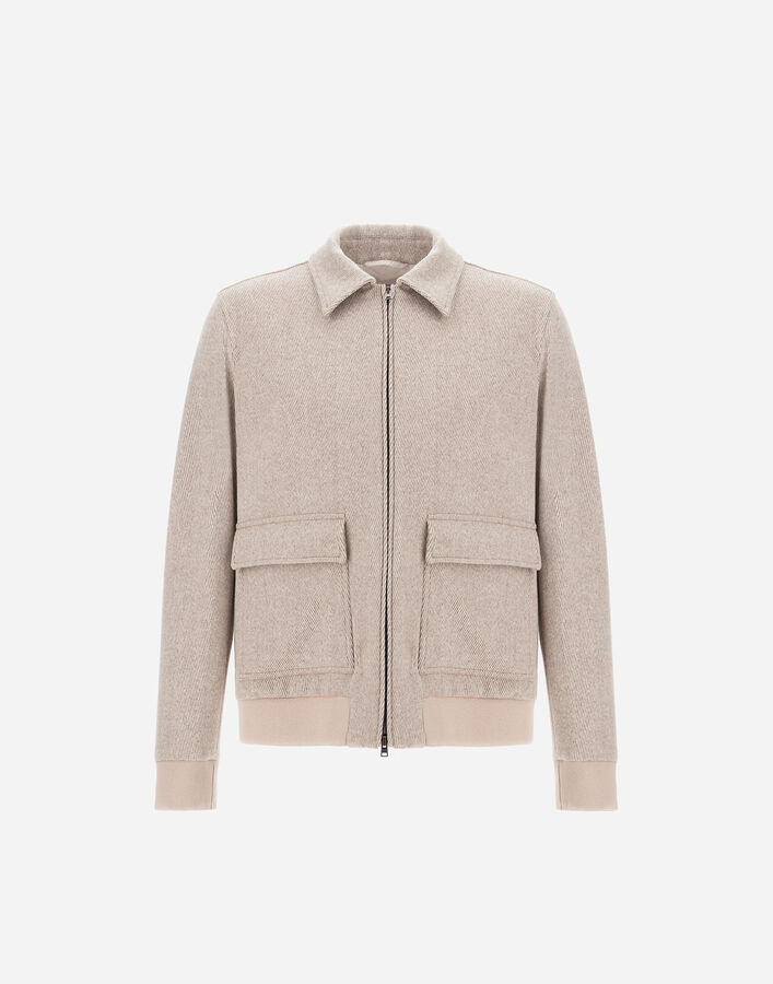 Herno RESORT BOMBER JACKET IN WOOL AND CASHMERE WOVEN FABRIC Light Taupe GI00117UR335172600