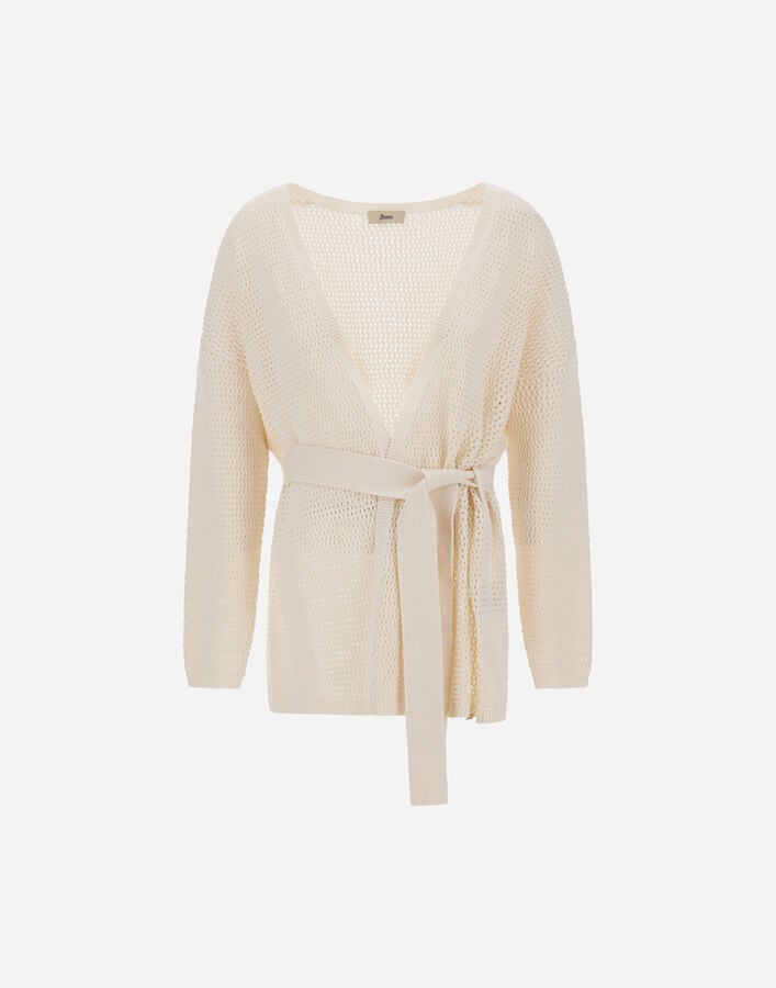 Herno CARDIGAN IN OPENWORK COTTON SILK White MC000198D721371001