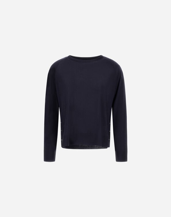 Herno LONG-SLEEVED T-SHIRT IN GLAM KNIT&nbsp;EFFECT Navy Blue JG000311D520569200