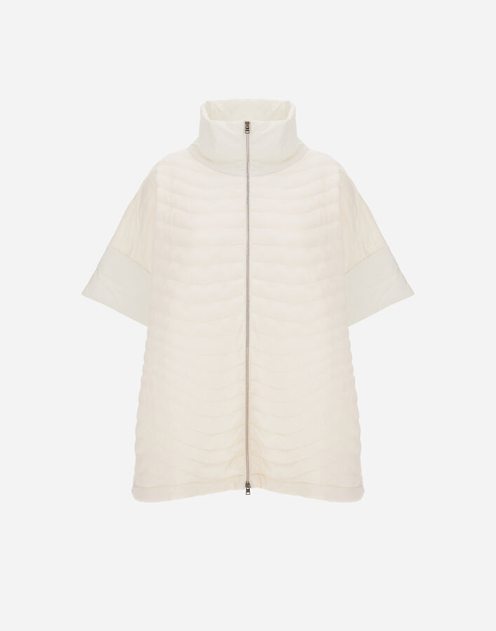 RESORT PONCHO IN PADDED WAVE SWEATER & LIGHT STRETCH NYLON Herno Herno RESORT PONCHO IN PADDED WAVE SWEATER & LIGHT STRETCH NYLON Natural JC00027DR560161100
