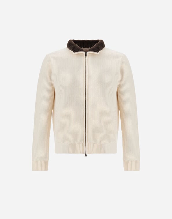 Herno RESORT CARDIGAN IN STOCKING-STITCH PURE WOOL Milk White MC00058UR701531010