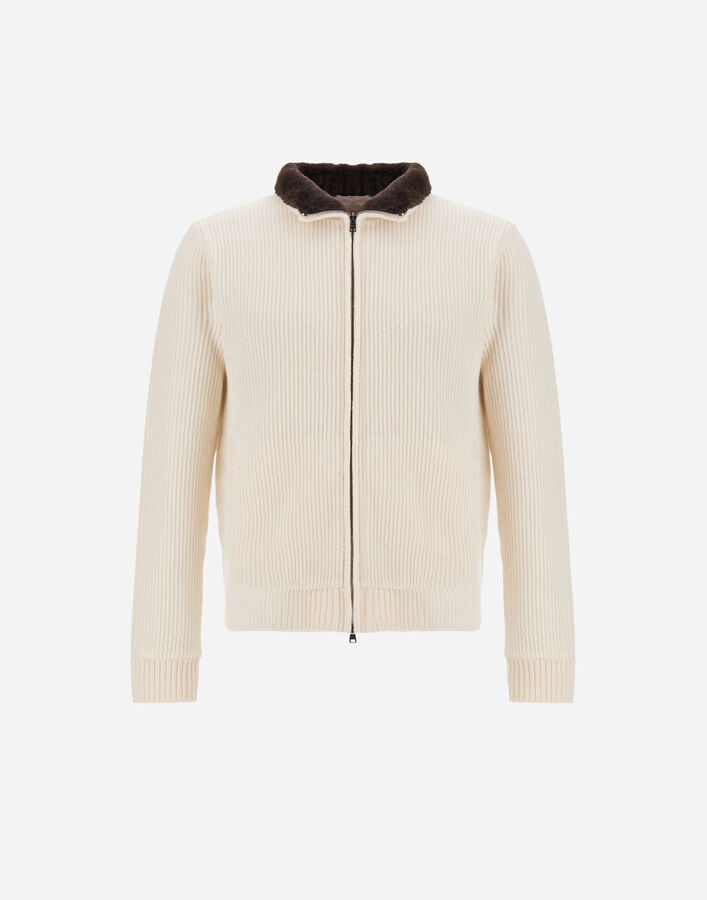 Herno RESORT CARDIGAN IN STOCKING-STITCH PURE WOOL Milk White MC00058UR701531010