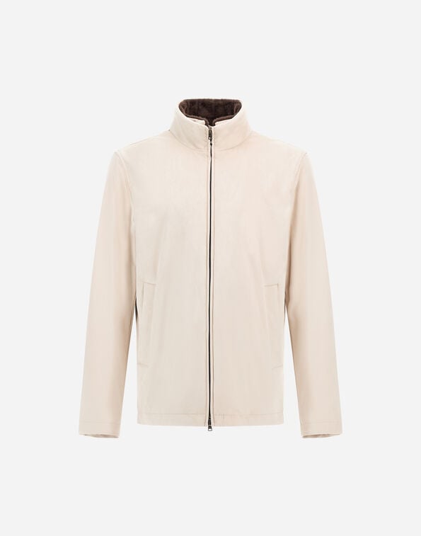 Herno RESORT BOMBER JACKET IN SUEDE-EFFECT MICROFIBRE AND LIGHT FAUX FUR Ice GI00099UR124541310