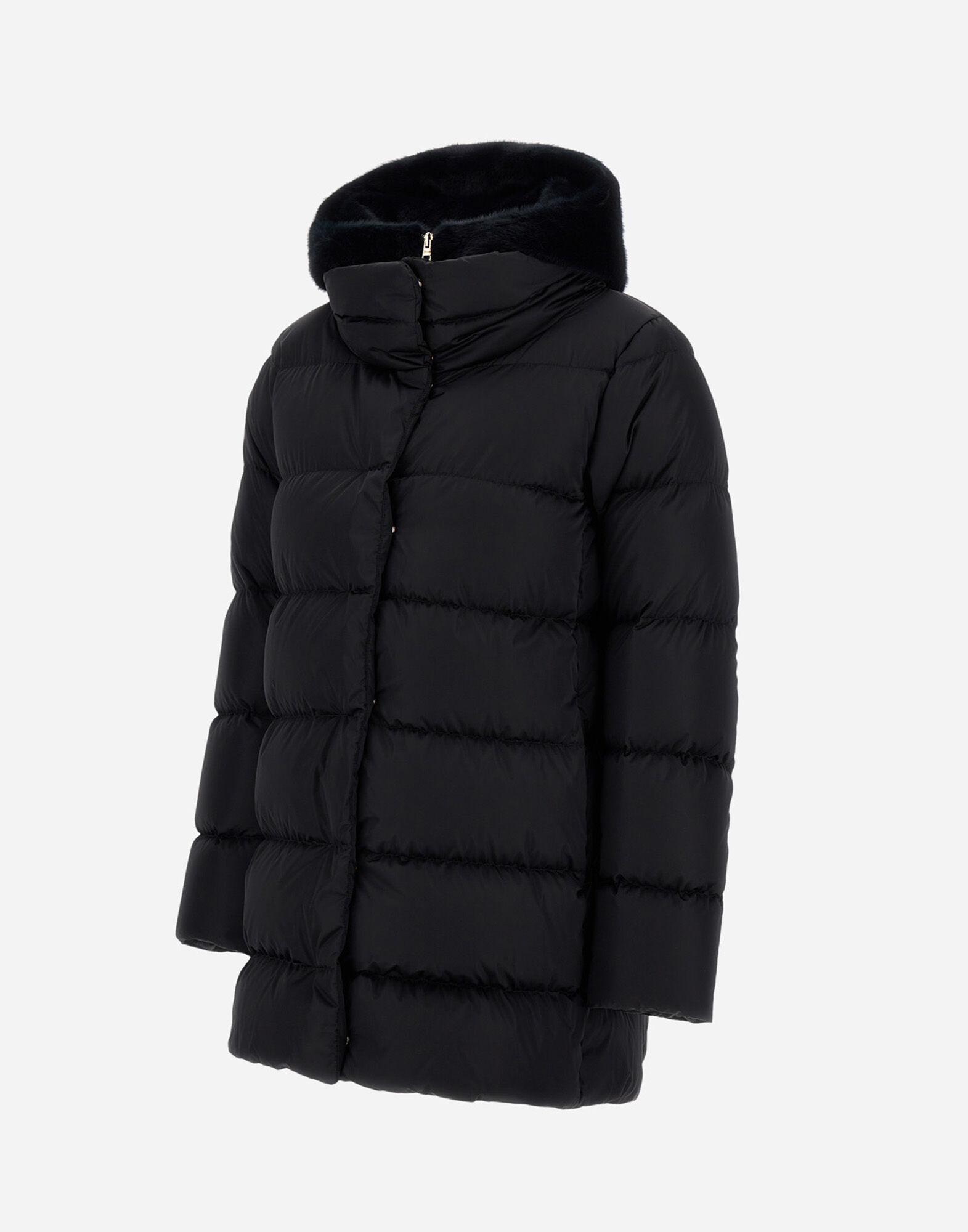 レディース サテン＆ニューレディフェイクファー Aラインコート