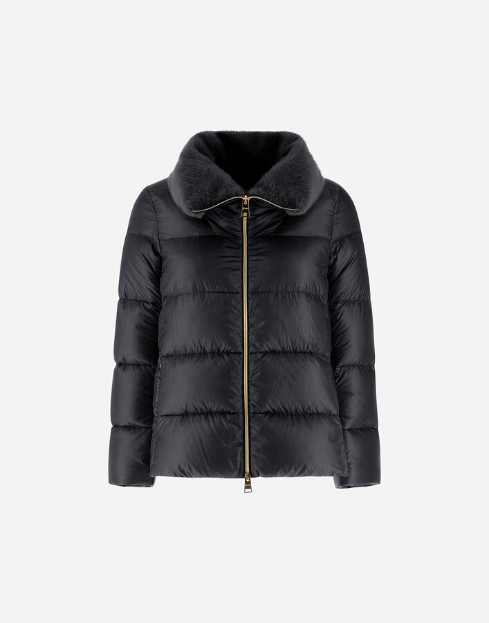 Herno JACKET IN NYLON ULTRALIGHT AND LADY ALTERNATIVE FUR Black PI001923D12017Z9300