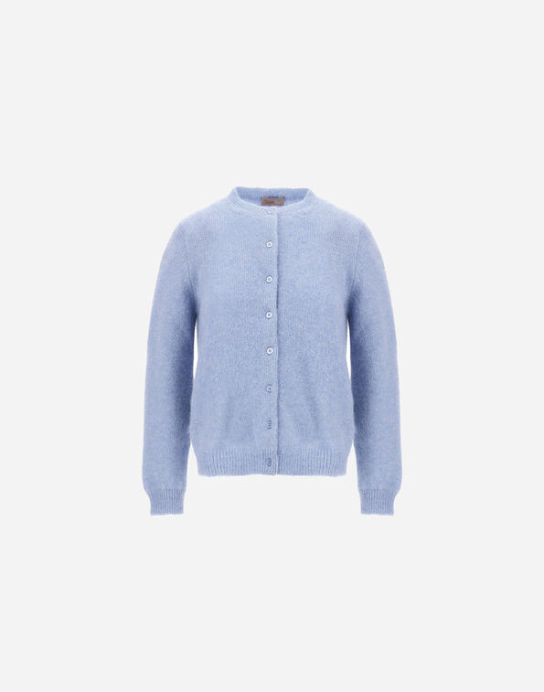 Herno RESORT CARDIGAN IN ALPACA AND LUREX STOCKING STITCH Light Blue MC00048DR703349004