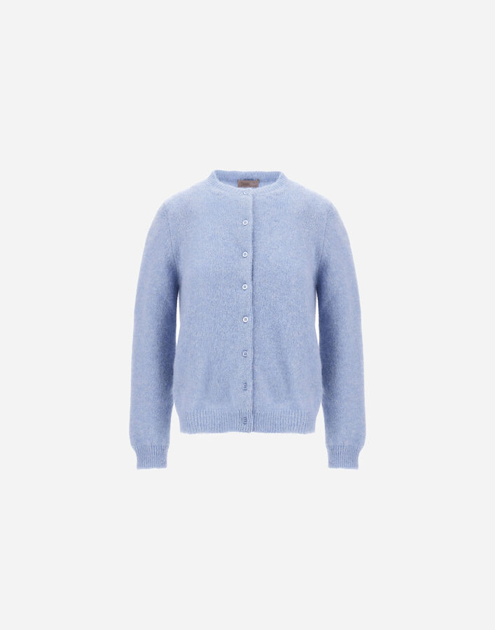 Herno RESORT CARDIGAN IN ALPACA AND LUREX STOCKING STITCH Light Blue MC00048DR703349004
