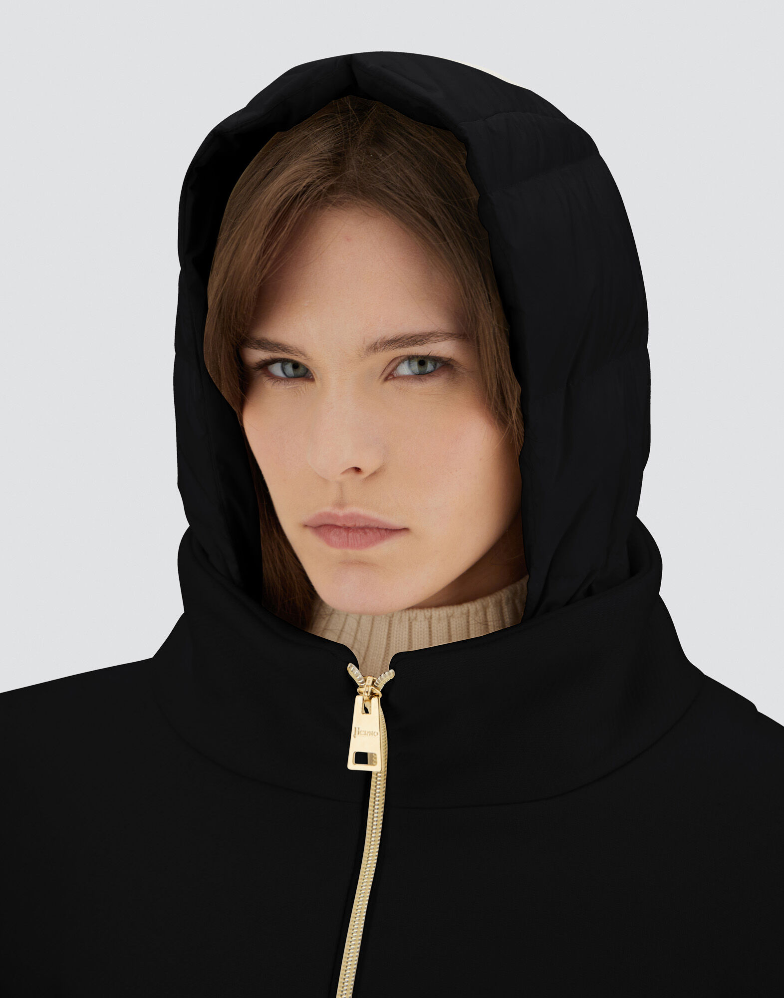 レディース エコウール&エコアージュ ロングコート ブラック | Herno