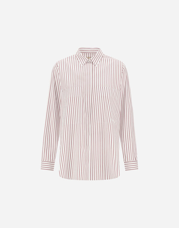 Herno SHIRT IN STRIPED POPELINE White/Bordeaux CM000057D133331067