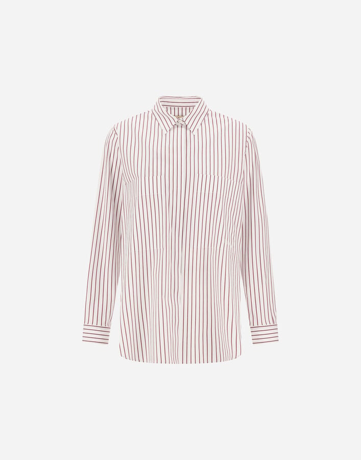 Herno SHIRT IN STRIPED POPELINE White/Bordeaux CM000057D133331067