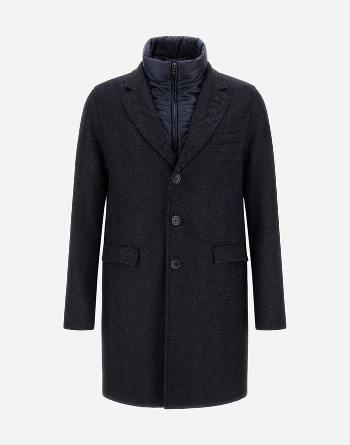 Herno SHADED EFFECT HERRINGBONE WOOL AND NYLON ULTRALIGHT COAT Navy Blue CA000216U33457R9200