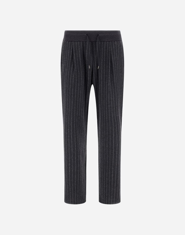 Herno JACQUARD FABRIC TROUSERS WITH PINSTRIPE PATTERN Iron JPT00001U560419487