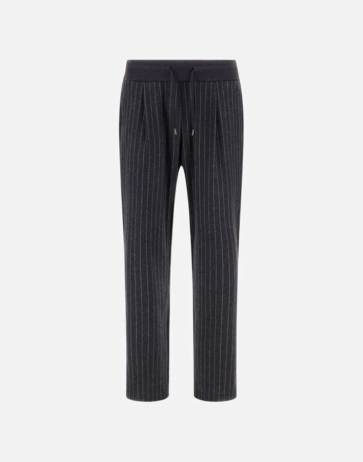 Herno JACQUARD FABRIC TROUSERS WITH PINSTRIPE PATTERN Iron JPT00001U560419487