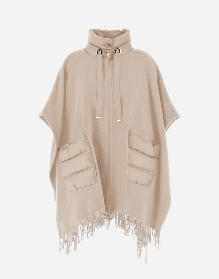 Herno RESORT PONCHO IN DOUBLE-LAYERED WOOL CASHMERE FABRIC AND NYLON ULTRALIGHT Chantilly GC00066DR333951982