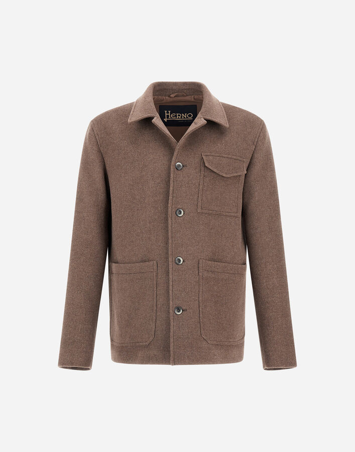 Herno FIELD JACKET IN SOFT RECYCLED WOOL Dark Taupe FI000138U33475R2700