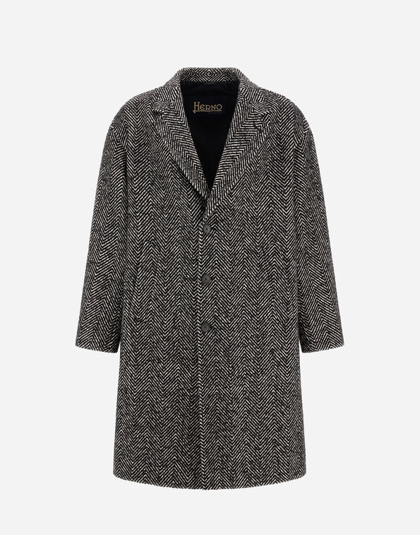 Herno HERRINGBONE R-WOOL COAT Black/White CA000217U33461R9310