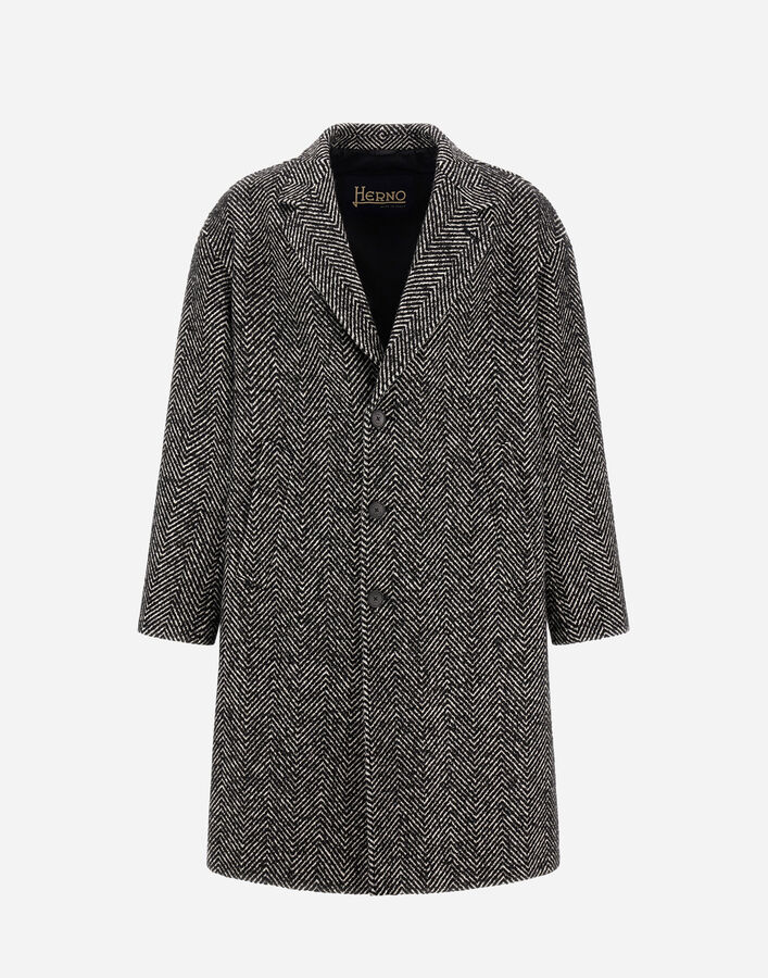 Herno HERRINGBONE R-WOOL COAT Black/White CA000217U33461R9310