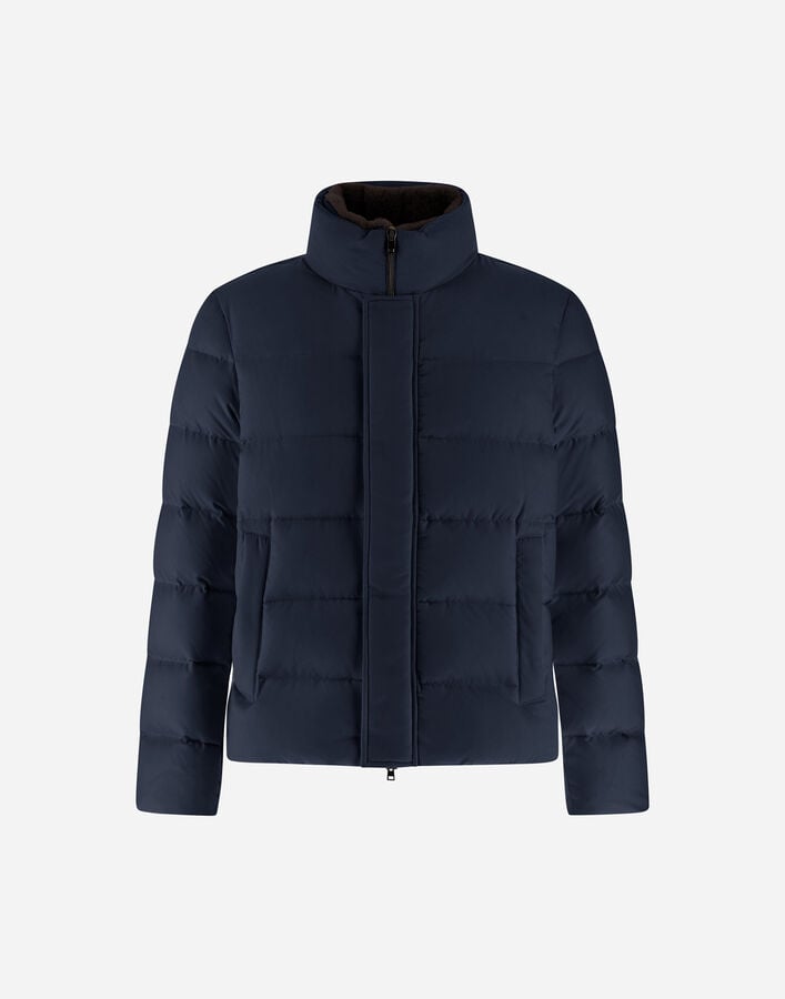 BOMBER JACKET IN ARENDELLE AND FAUX FUR Herno Herno BOMBER JACKET IN ARENDELLE AND FAUX FUR Navy Blue PI001019U12414Z9200