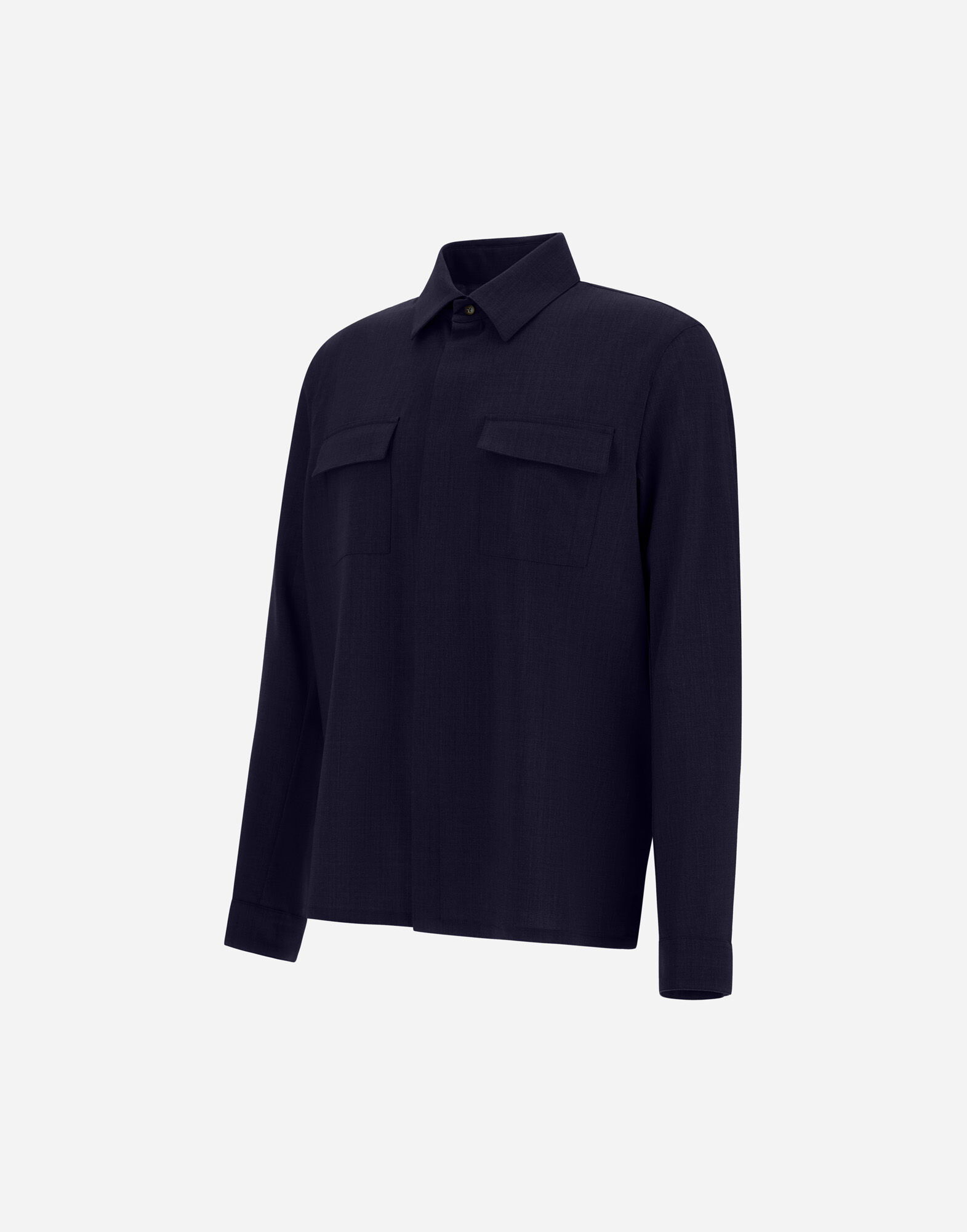 メンズ ビストレッチウール シャツ ネイビーブルー | Herno® (ヘルノ)
