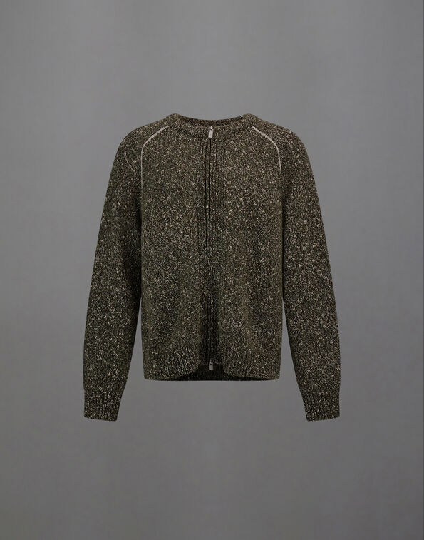 Herno LAMINAR CARDIGAN IN MOULIN&Eacute; KNIT Olive Green MC00020UL703787309