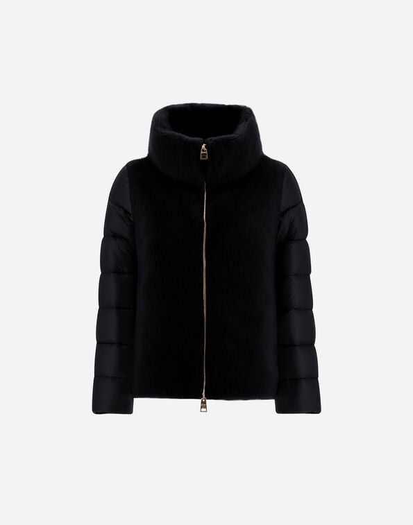 Herno CAPE IN NYLON ULTRALIGHT AND LADY ALTERNATIVE FUR Black PI002017D12017Z9300