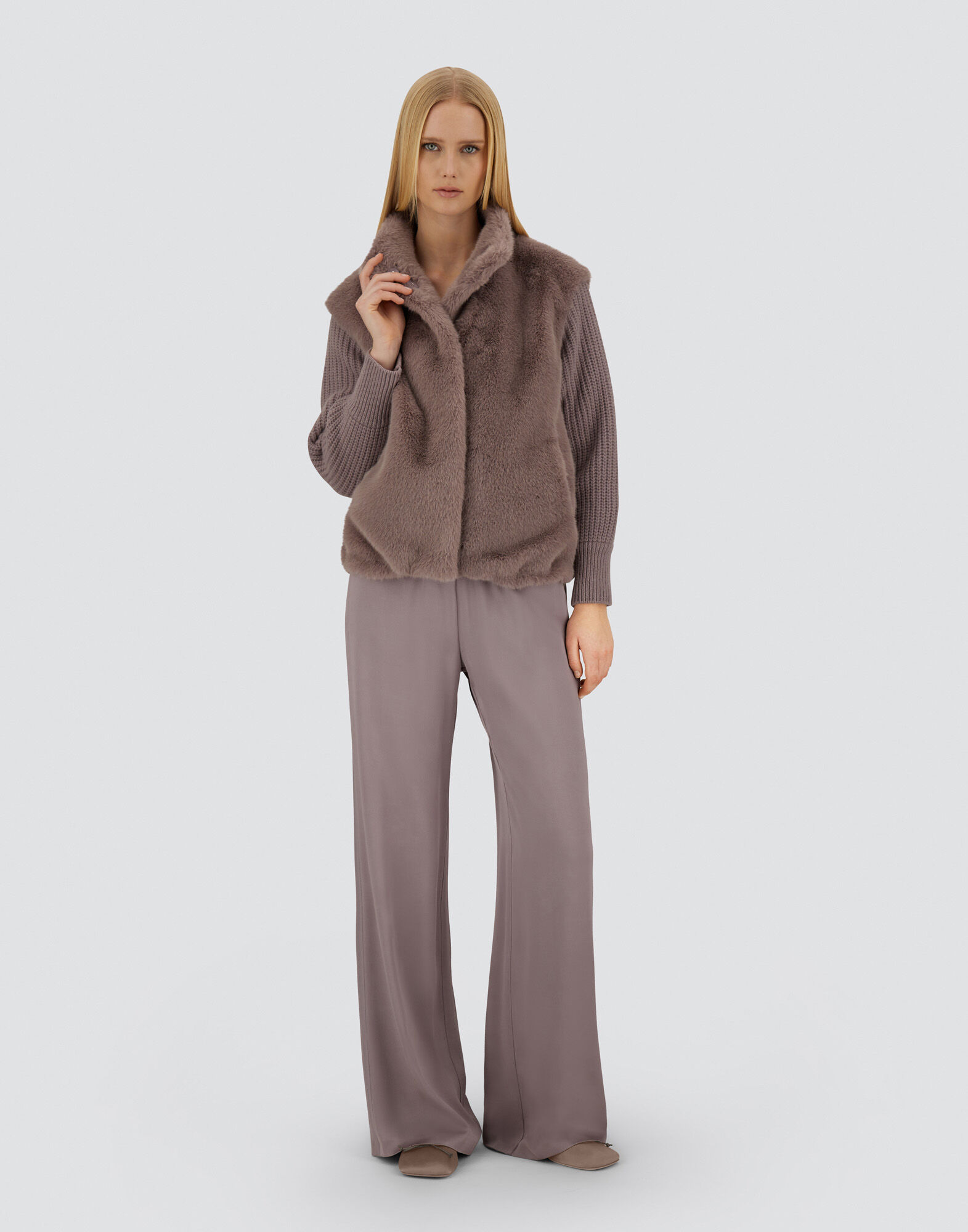 レディース リゾート フォウファー&ウールニット ジャケット ライト