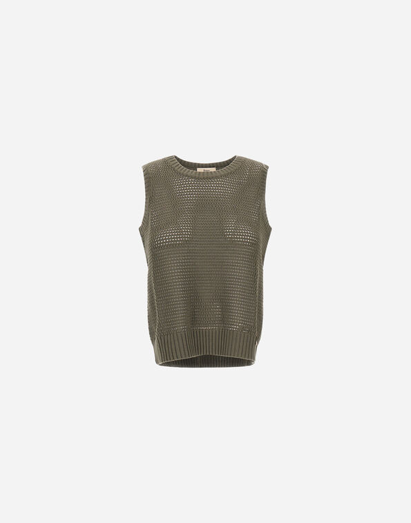 Herno OPENWORK COTTON SILK TANK Military MG000233D721377740