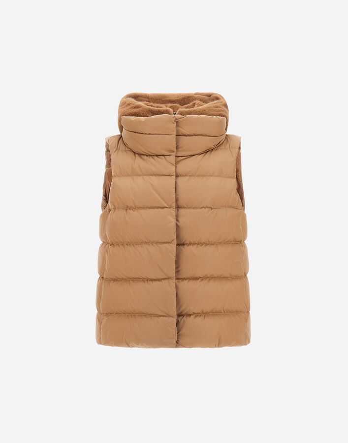 VEST IN SATIN AND LADY ALTERNATIVE FUR Herno Herno VEST IN SATIN AND LADY ALTERNATIVE FUR Camel PI002125D12170Z2157