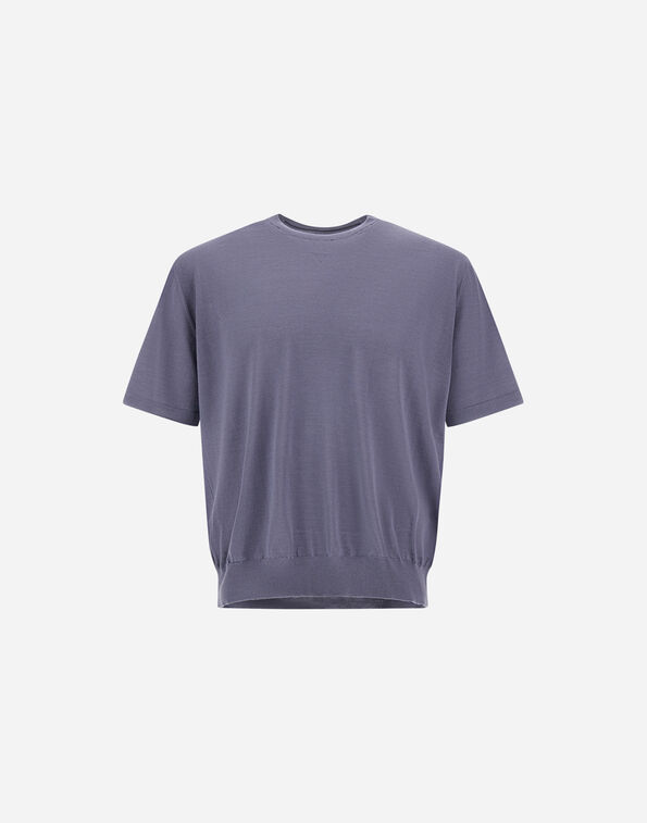 Herno RESORT T-SHIRT IN WOOL AND SILK KNIT Light Blue MG00046UR700259122