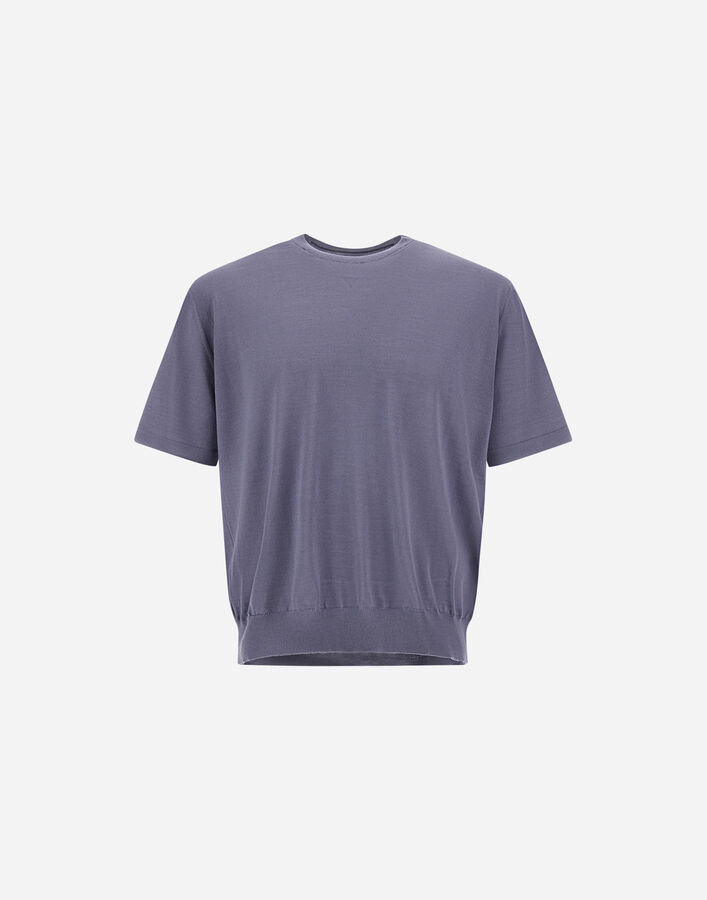 Herno RESORT T-SHIRT IN WOOL AND SILK KNIT Light Blue MG00046UR700259122