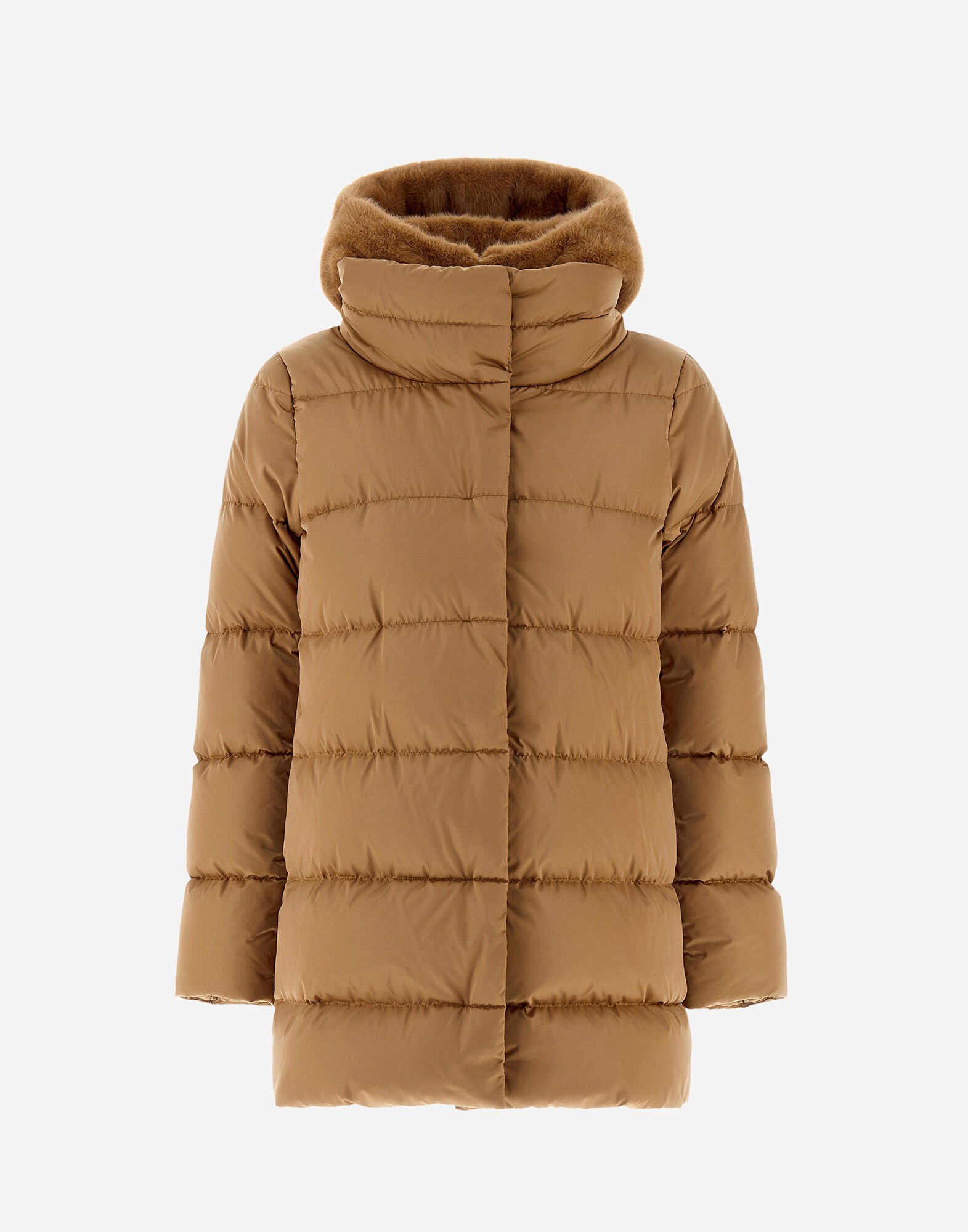 レディース サテン＆ニューレディフェイクファー Aラインコート