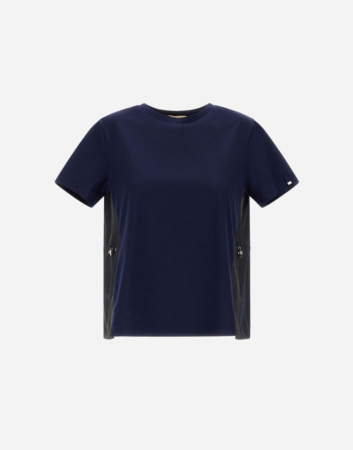 Herno T-SHIRT IN CHIC COTTON JERSEY AND NEW TECHNO TAFFETA Navy Blue JG000224D520069200