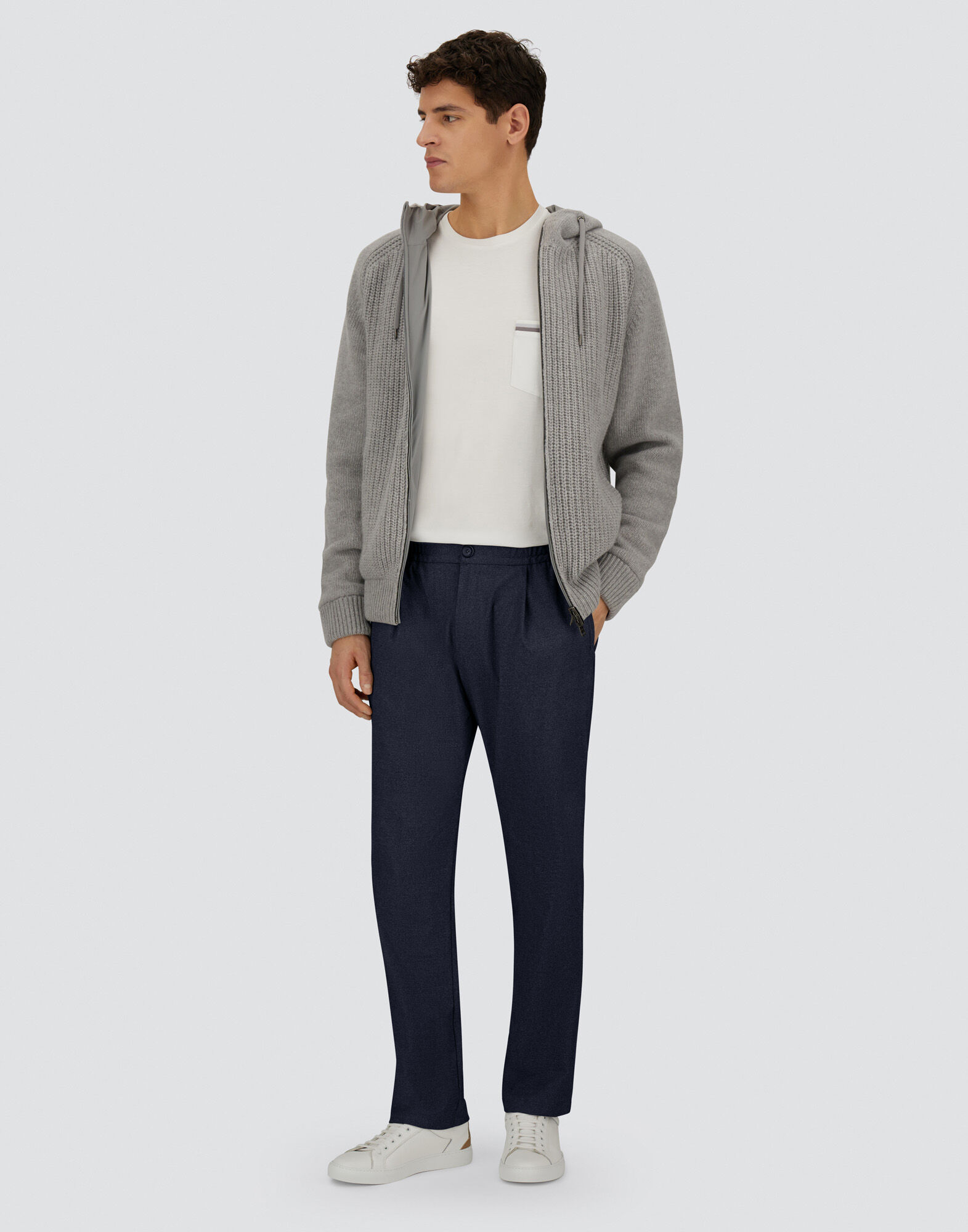 メンズ リゾート メランジ スエードエフェクト パンツ ネイビーブルー