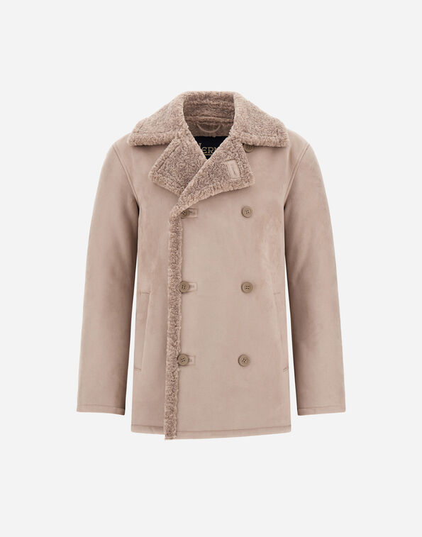 Herno FAUX SHEARLING PEACOAT Pearl Grey PE000054U127549403