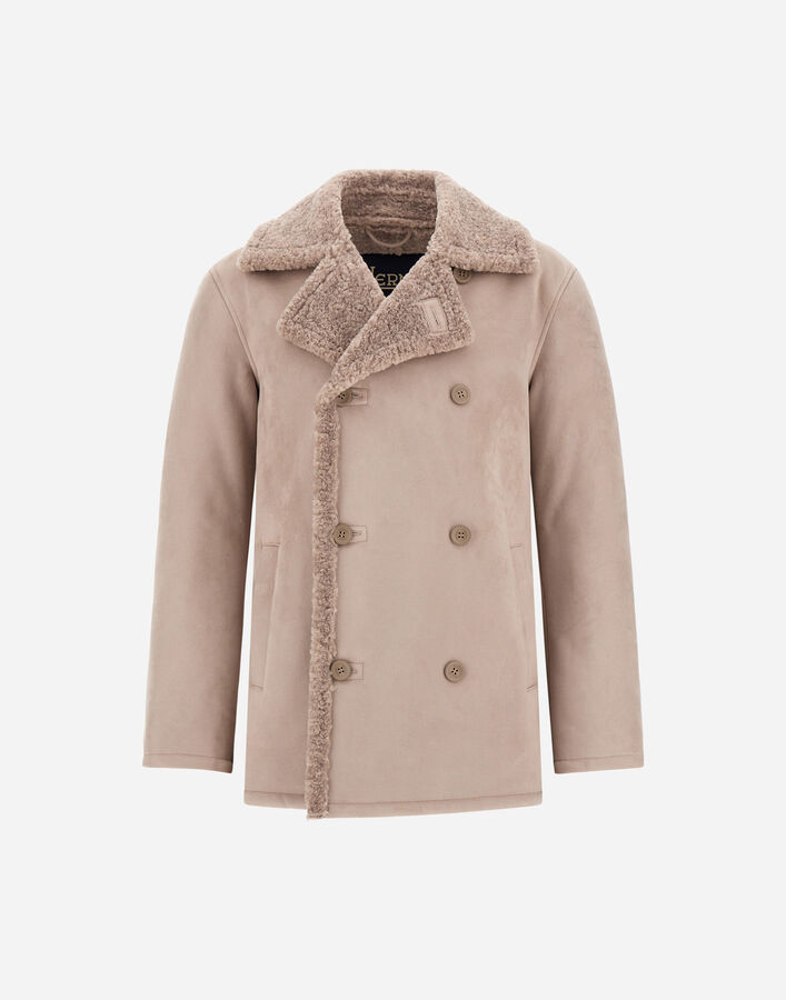 Herno FAUX SHEARLING PEACOAT Pearl Grey PE000054U127549403