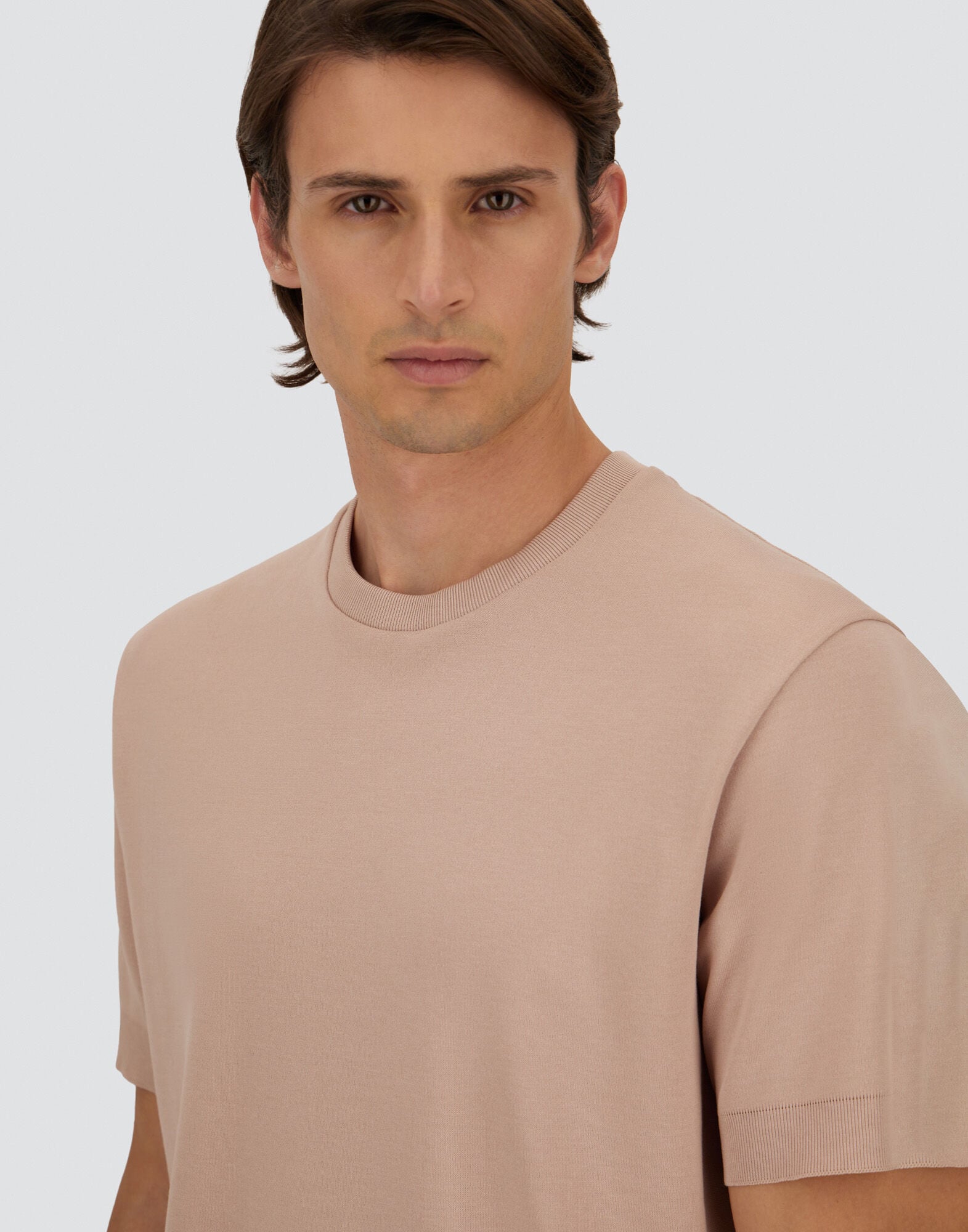 メンズ ジャージーニットエフェクト Tシャツ パウダーピンク | Herno メンズ ジャージーニットエフェクト Tシャツ パウダーピンク | Herno