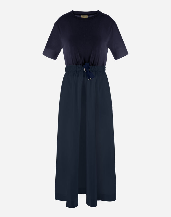 DRESS IN GLAM KNIT EFFECT AND TECHNO TAFFETA Herno Herno DRESS IN GLAM KNIT EFFECT AND TECHNO TAFFETA Navy Blue AB000032D520569200