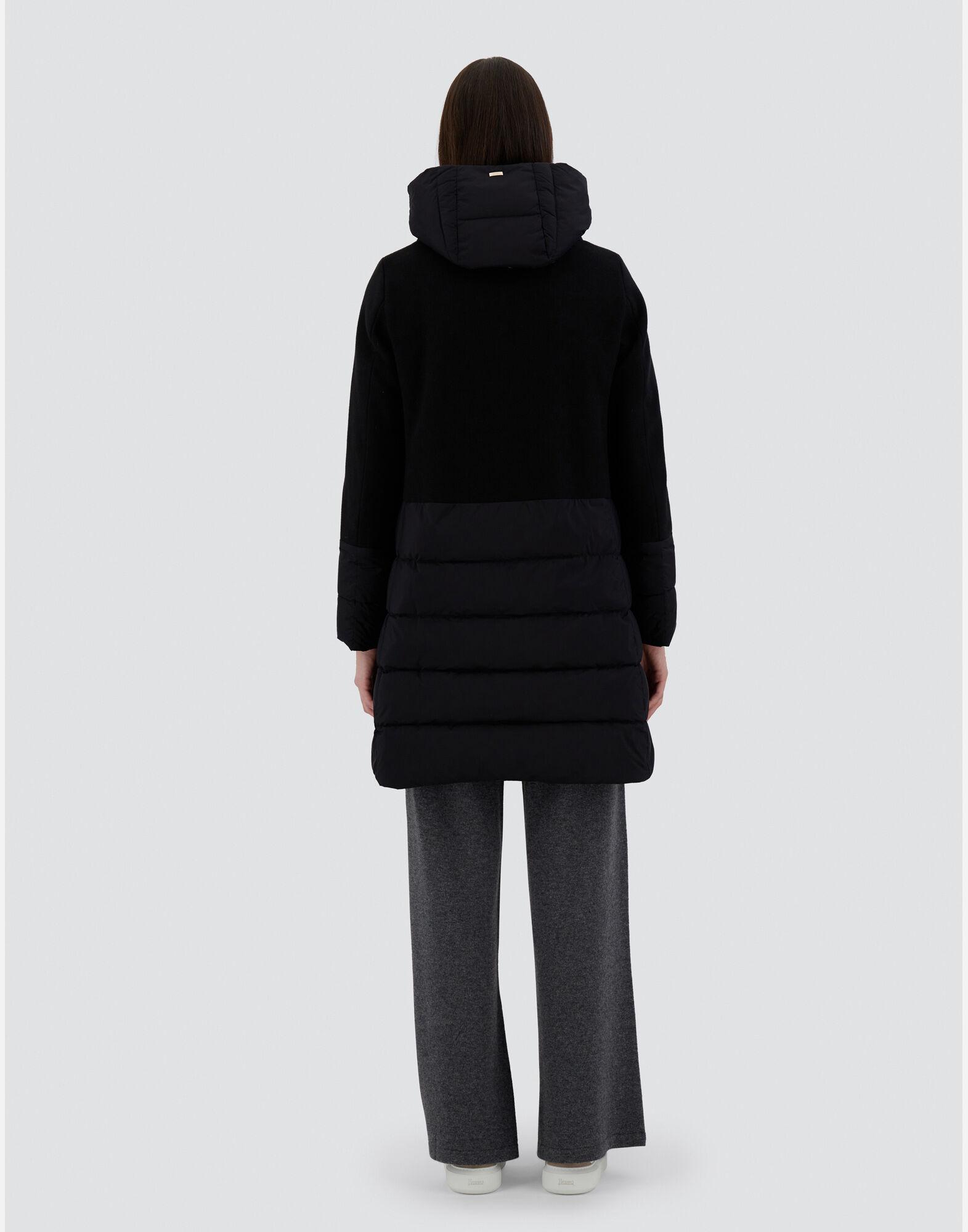 【在庫あり/即出荷可】 WOOL DIAGONAL レディース & Herno | ブラック パーカ NUAGE ダウンジャケット