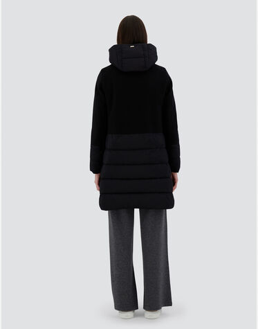 PARKA IN DIAGONAL WOOL AND NUAGE in Black for Women | Herno®