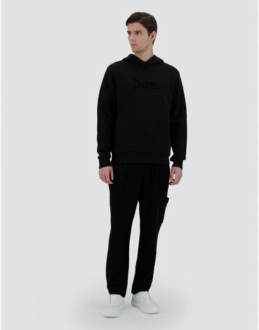 メンズ ヘビーコットンセーター パーカー ブラック | Herno® (ヘルノ)