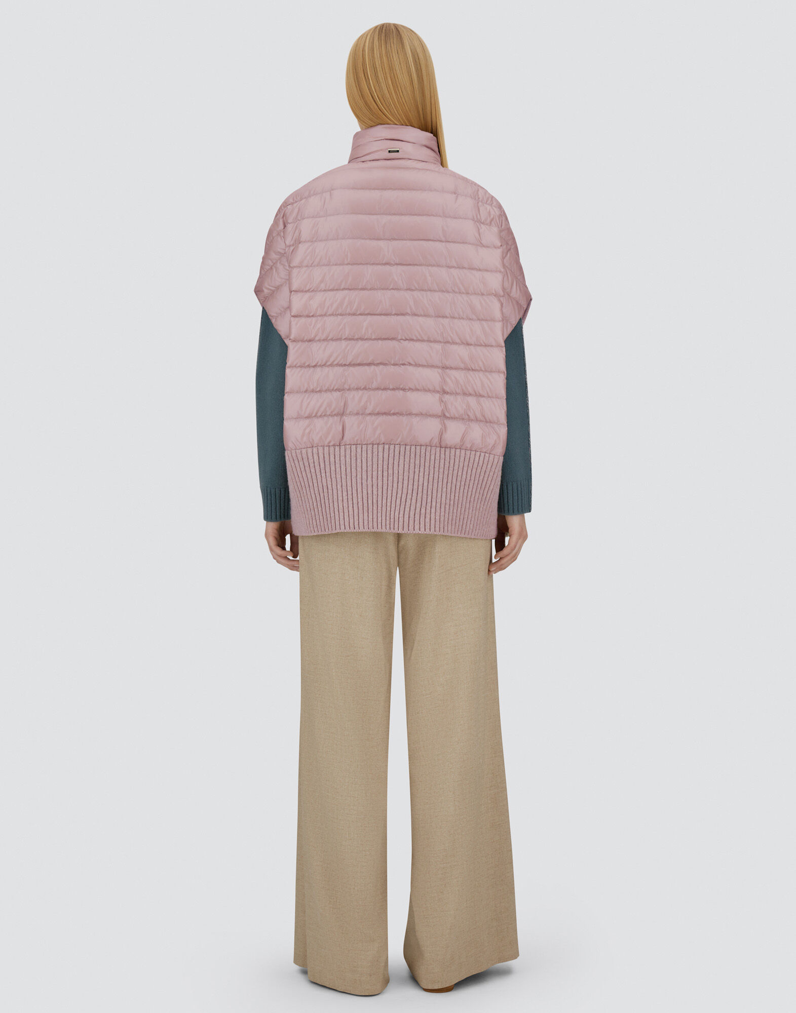 レディース リゾート ニット&ナイロンウルトラライト ベスト ライト