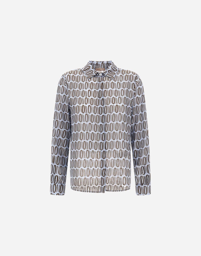 RESORT SHIRT IN LIGHT COTTON RECTANGULAR PRINT Herno Herno RESORT SHIRT IN LIGHT COTTON RECTANGULAR PRINT Light Blue/Brown CM00012DR13264PM019080