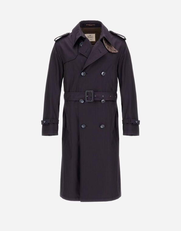 Herno TRENCH COAT IN DELON AND MONOGRAM Navy Blue IM000354U13218Z9200