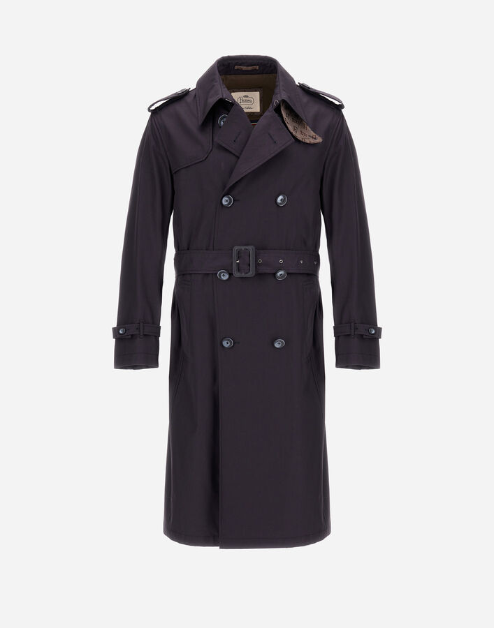 Herno TRENCH COAT IN DELON AND MONOGRAM Navy Blue IM000354U13218Z9200