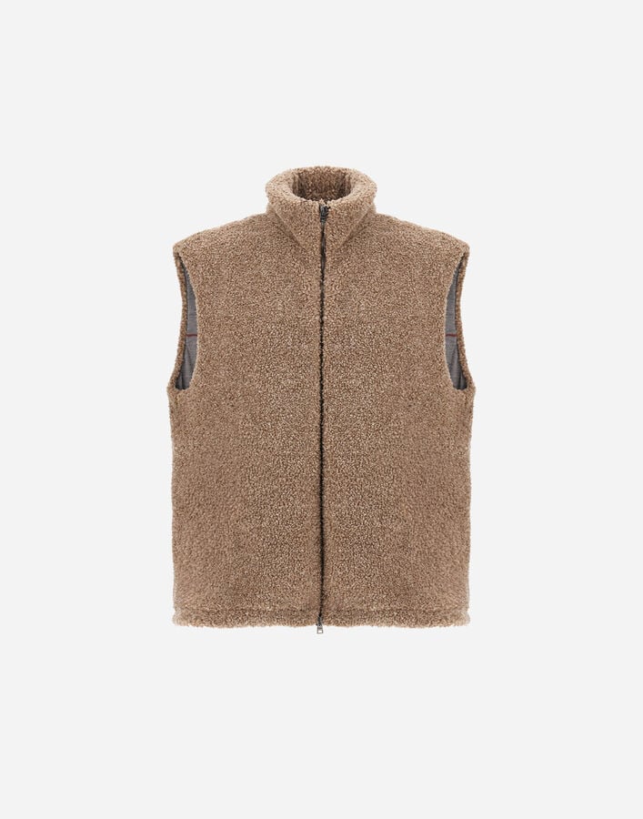 Herno RESORT VEST IN CASHMERE-FEEL FLANNEL Light Taupe GI00113UR128952600