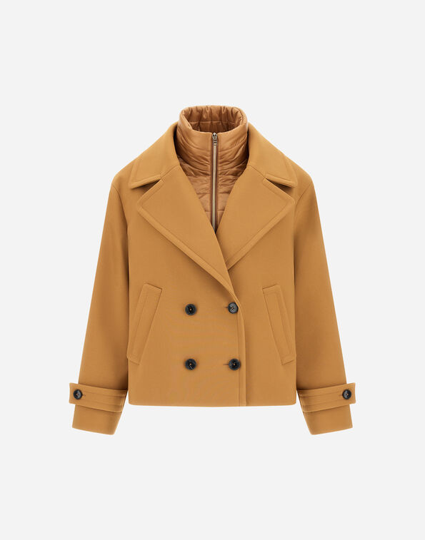 Herno 2 LAYER SCUBA AND NYLON ULTRALIGHT PEACOAT Camel GC000531D127712157
