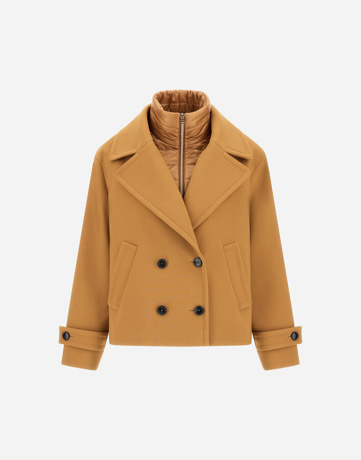 Herno 2 LAYER SCUBA AND NYLON ULTRALIGHT PEACOAT Camel GC000531D127712157