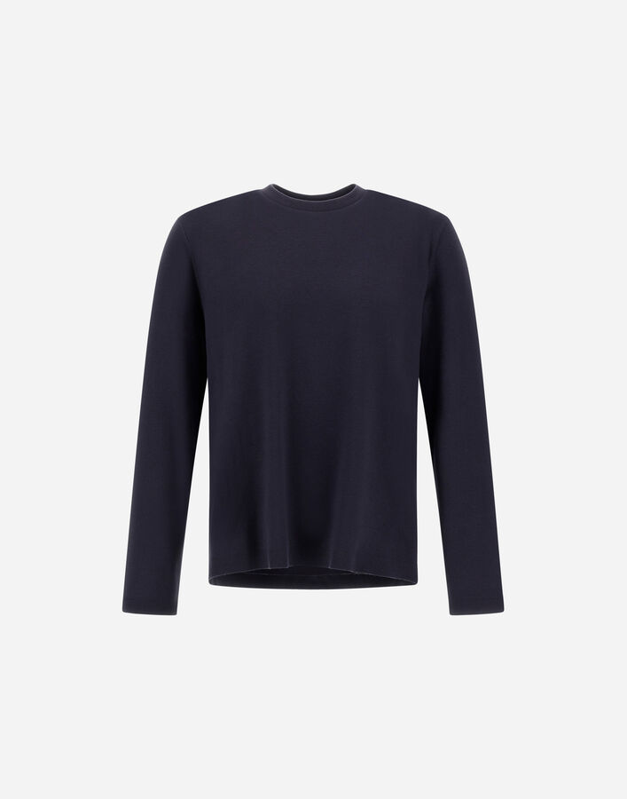 Herno DOUBLE-FACE COTTON AND CASHMERE PIQU&Eacute; LONG-SLEEVE TOP Navy Blue JG000297U540079200
