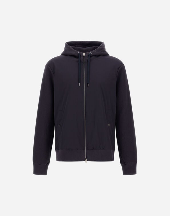 Herno RESORT JACKET IN COTTON INTERLOCK AND TRAVEL NYLON PONENTE Navy Blue JC00021UR560209200